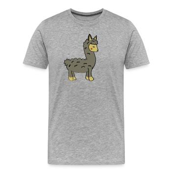 Playful llama with braid and button ears - Men's Premium Organic T-Shirt - heather grey - Front - Damien (186cm)