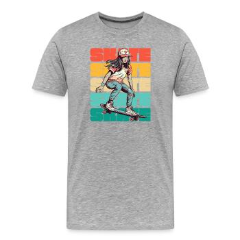 Skateboarding Cool Skater Mädchen Bunt - Männer Premium Bio T-Shirt - Grau meliert - Vorne - Damien (186cm)