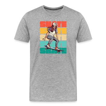 Skateboarding Cool Skater Girl Bunt - Männer Premium Bio T-Shirt - Grau meliert - Vorne - Damien (186cm)
