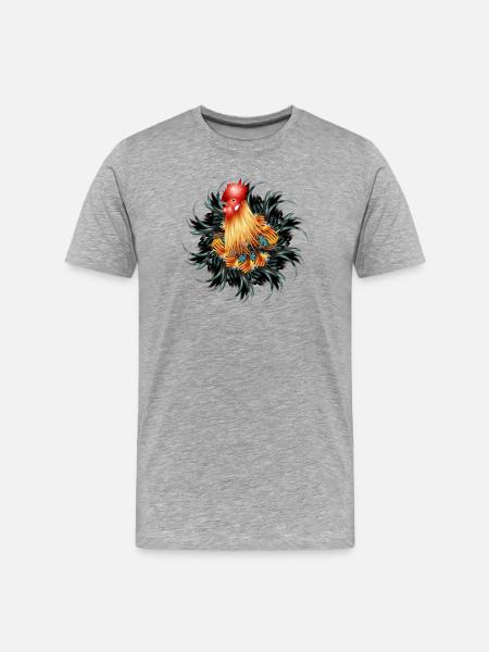 magnificent rooster in feather frame - Men's Premium Organic T-Shirt - heather grey