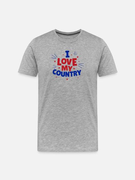 Land, ich liebe mein Land - Männer Premium Bio T-Shirt - Grau meliert