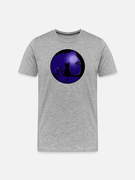 Cat Moon - T-shirt bio Premium Homme - gris chiné