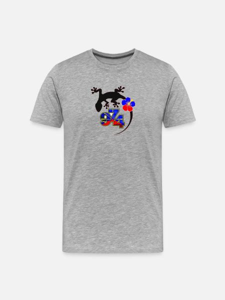 Gecko Tropic 974 Hibiscus - Men's Premium Organic T-Shirt - heather grey