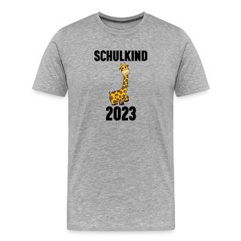 Schuldkind Einschulung 2023 - Männer Premium Bio T-Shirt - Grau meliert - Vorne - Damien (186cm)