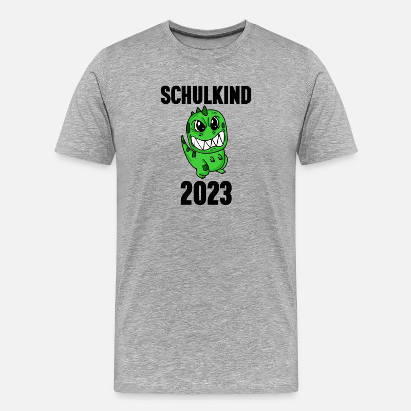 Schuldkind Einschulung 2023 - Männer Premium Bio T-Shirt - Grau meliert