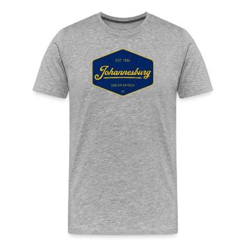 Johannesburg Vintage Sign Blau Gelb - Männer Premium Bio T-Shirt - Grau meliert - Vorne - Damien (186cm)