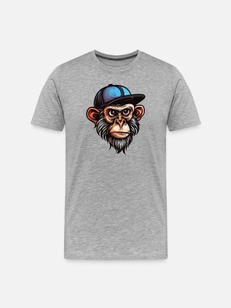 Funny Monkey - Men's Premium Organic T-Shirt - heather grey