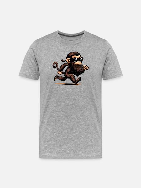 Running Monkey - Men's Premium Organic T-Shirt - heather grey