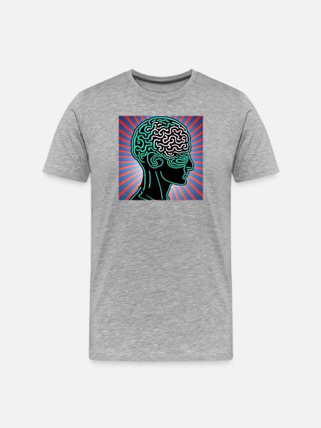 Denkkopf - Männer Premium Bio T-Shirt - Grau meliert