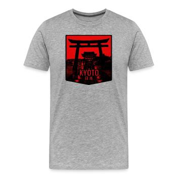 Torii de Kyoto en pourpre - T-shirt bio Premium Homme - gris chiné - Devant - Damien (186cm)