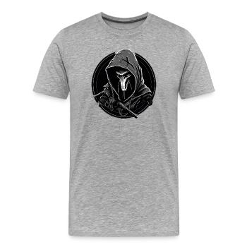 Schlankes Skaven-Logo: mutig, minimalistisch, bedrohlich. - Männer Premium Bio T-Shirt - Grau meliert - Vorne - Damien (186cm)