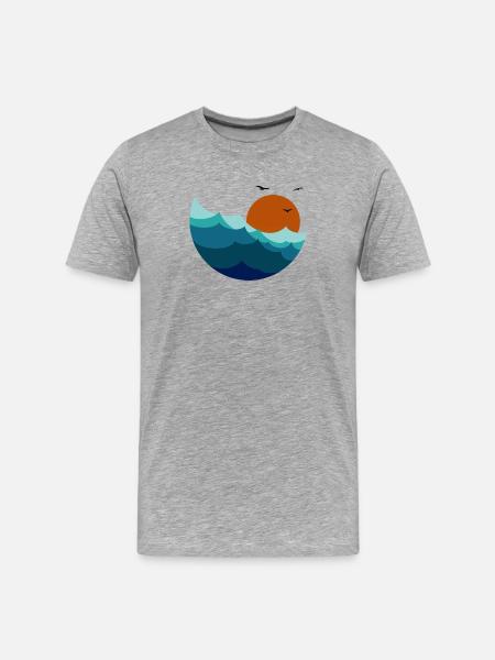 Waves Sunset - Men's Premium Organic T-Shirt - heather grey