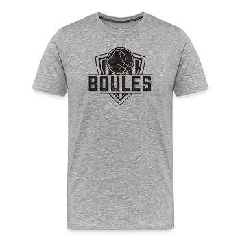 Boule boule boules pour bouler pétanque - T-shirt bio Premium Homme - gris chiné - Devant - Damien (186cm)