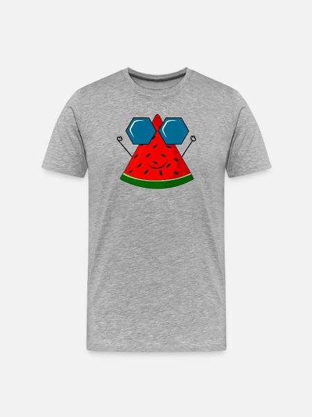 summer, pastèque, soleil - T-shirt bio Premium Homme - gris chiné