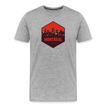 Montréal Skyline Rouge - T-shirt bio Premium Homme - gris chiné - Devant - Damien (186cm)