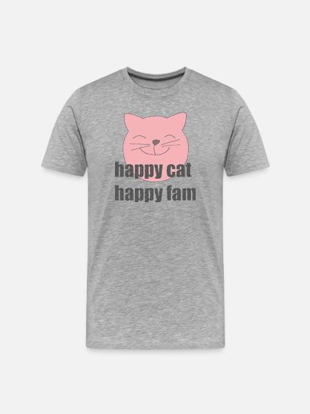 Chat heureux - T-shirt bio Premium Homme - gris chiné