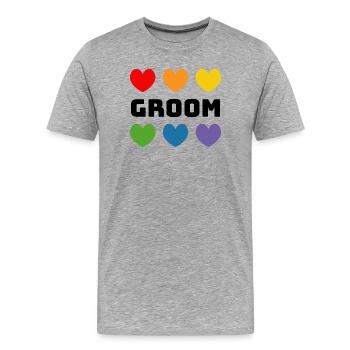 Rainbow Hearts Groom noir - T-shirt bio Premium Homme - gris chiné - Devant - Damien (186cm)