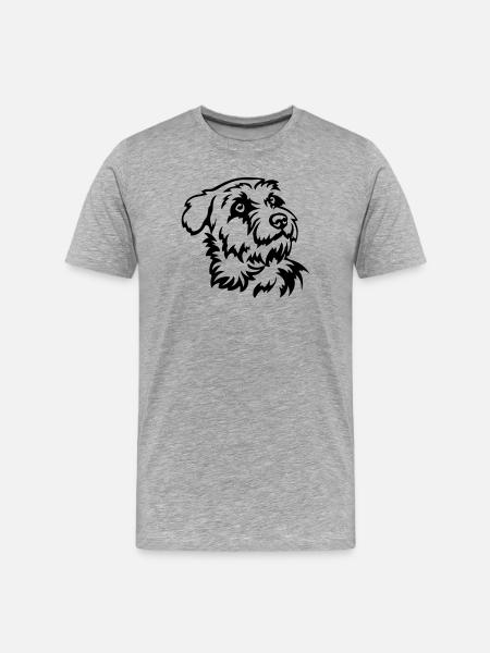 Kromfohrländer Kopf - Männer Premium Bio T-Shirt - Grau meliert