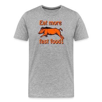 Transfuges dans le saut - Mangez plus de fast-food - T-shirt bio Premium Homme - gris chiné - Devant - Damien (186cm)