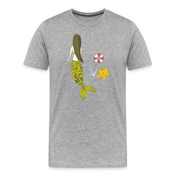 Heure avancée de Mermaid - T-shirt bio Premium Homme - gris chiné - Devant - Damien (186cm)