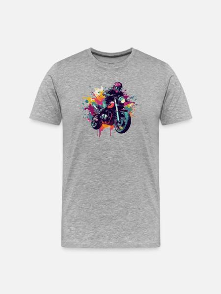Motorrad mit Farbfleck. - Männer Premium Bio T-Shirt - Grau meliert