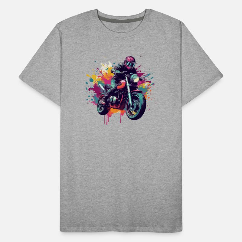 Moto avec tâche de couleur. T-shirt bio Premium Homme