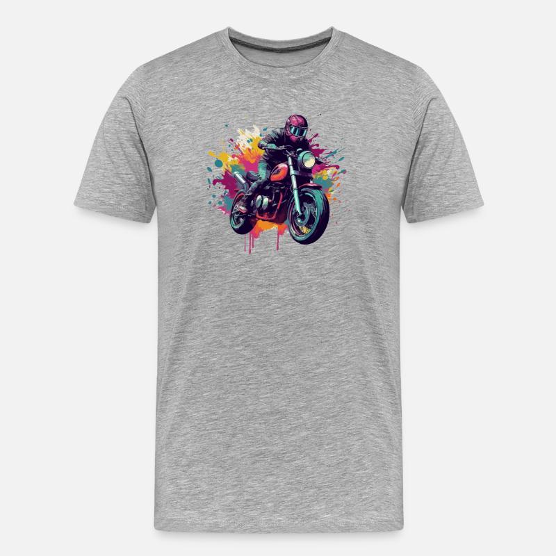 Moto con macchie di colore. - Maglietta ecologica premium da uomo - grigio melange