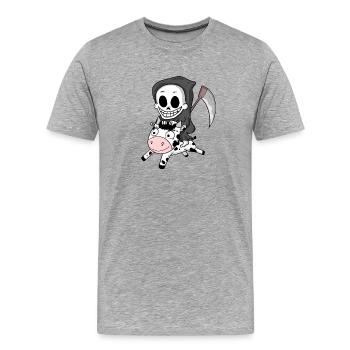 Sensenmann Kuh - Männer Premium Bio T-Shirt - Grau meliert - Vorne - Damien (186cm)
