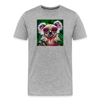 Koala coloré avec des lunettes de soleil - T-shirt bio Premium Homme - gris chiné - Devant - Damien (186cm)