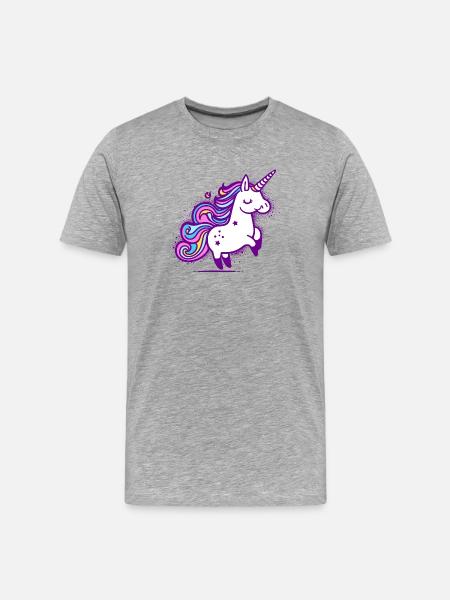 Skurriles Regenbogen-Einhorn-Design - Männer Premium Bio T-Shirt - Grau meliert