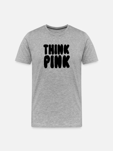 Think Pink - Männer Premium Bio T-Shirt - Grau meliert