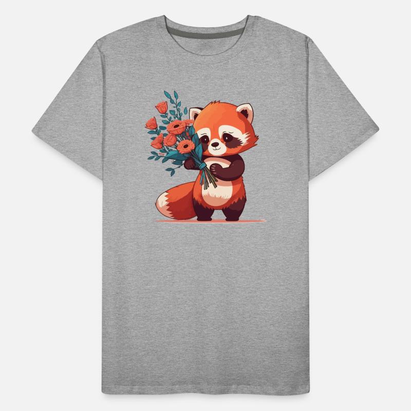 Panda roux à fleurs T-shirt bio Premium Homme
