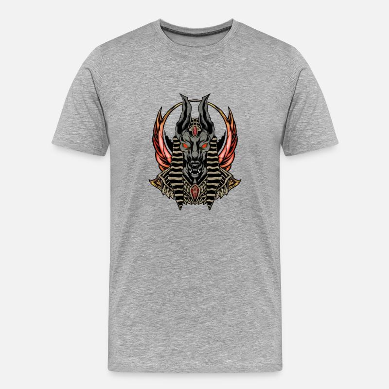 Anubis, der Gott der Toten - Männer Premium Bio T-Shirt - Grau meliert