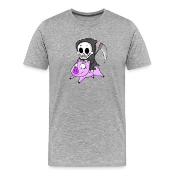 Sensenmann Schwein - Männer Premium Bio T-Shirt - Grau meliert - Vorne - Damien (186cm)