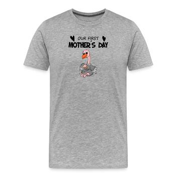 Muttertag - erster Muttertag Geschenk - Männer Premium Bio T-Shirt - Grau meliert - Vorne - Damien (186cm)
