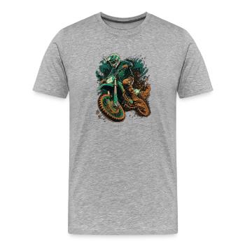 Motocross Vert Orage-Orange Splash - T-shirt bio Premium Homme - gris chiné - Devant - Damien (186cm)