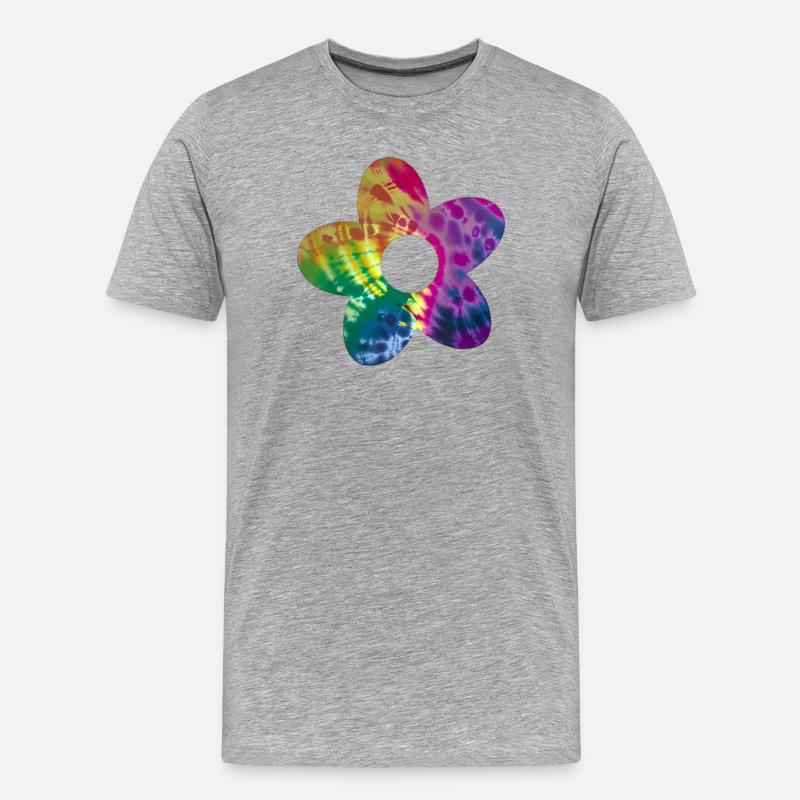 Batik Blume - Männer Premium Bio T-Shirt - Grau meliert