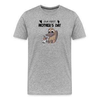 Muttertag - erster Muttertag Geschenk - Männer Premium Bio T-Shirt - Grau meliert - Vorne - Damien (186cm)