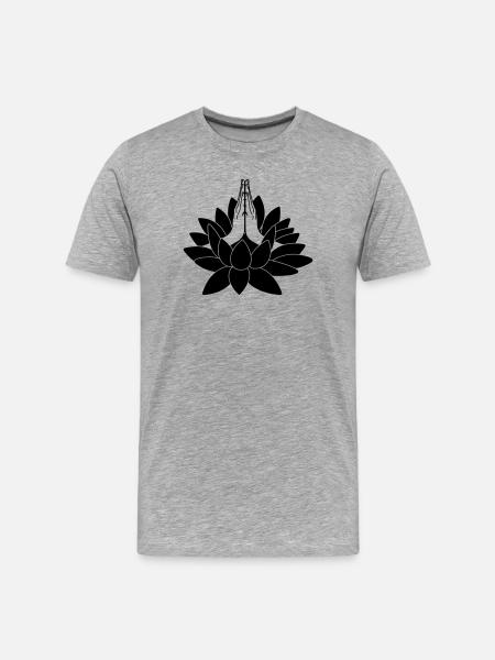 Two hands from lotus namaste - Men's Premium Organic T-Shirt - heather grey