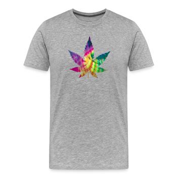 Tie Dye Batik Feuille de cannabis | Feuille de chanvre - T-shirt bio Premium Homme - gris chiné - Devant - Damien (186cm)