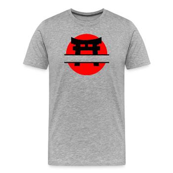 Porte japonaise Tori avec soleil - T-shirt bio Premium Homme - gris chiné - Devant - Damien (186cm)