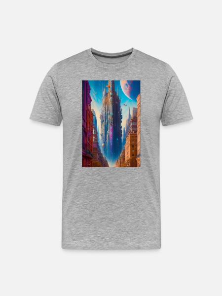 Futuristic city - Men's Premium Organic T-Shirt - heather grey