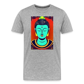 Klassischer Buddha - Männer Premium Bio T-Shirt - Grau meliert - Vorne - Damien (186cm)