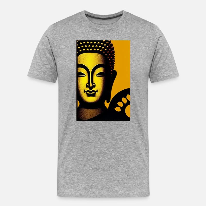 Goldener Buddha - Männer Premium Bio T-Shirt - Grau meliert