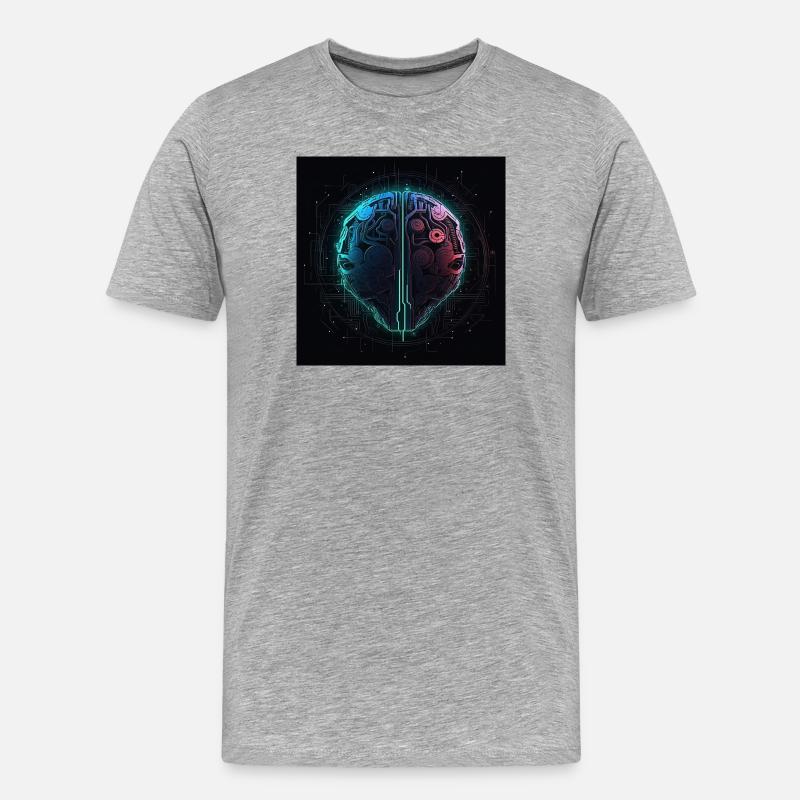 Neon Circuit Brain Split - Men's Premium Organic T-Shirt - heather grey