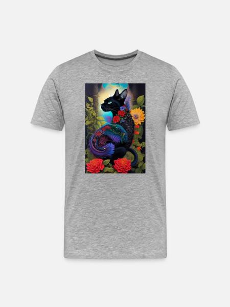 Flower cat - Men's Premium Organic T-Shirt - heather grey