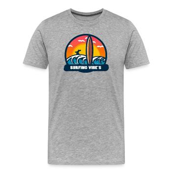 Logo Surfing Vibes Sunset - Men's Premium Organic T-Shirt - heather grey - Front - Damien (186cm)