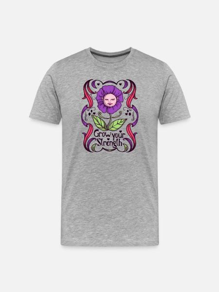 Empowerment Blumendesign - Männer Premium Bio T-Shirt - Grau meliert