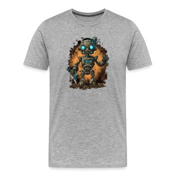 mignon petit robot - T-shirt bio Premium Homme - gris chiné - Devant - Damien (186cm)