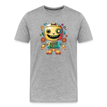 Neon Roboter Pop Getriebe - Männer Premium Bio T-Shirt - Grau meliert - Vorne - Damien (186cm)